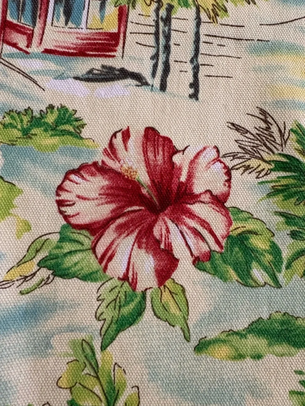 Waverly Tropical Shower Curtain 70x70 Boats Hibiscus Coastal